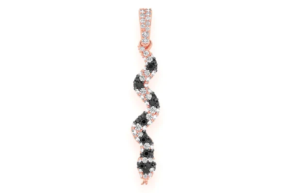 0.60ct Diamond Snake Black & White Pendant 18K Solid Gold - Image 7