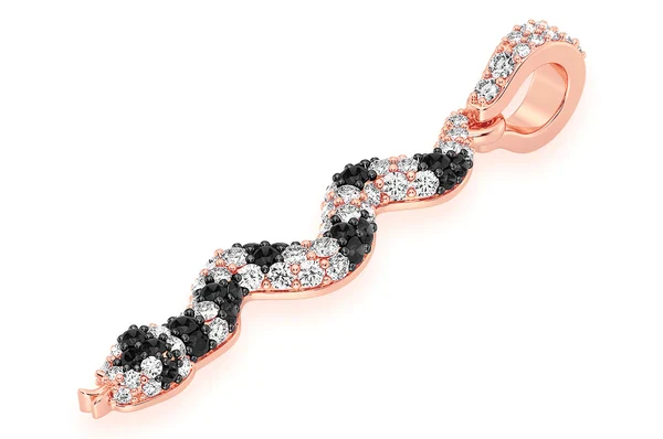 0.60ct Diamond Snake Black & White Pendant 18K Solid Gold - Image 8