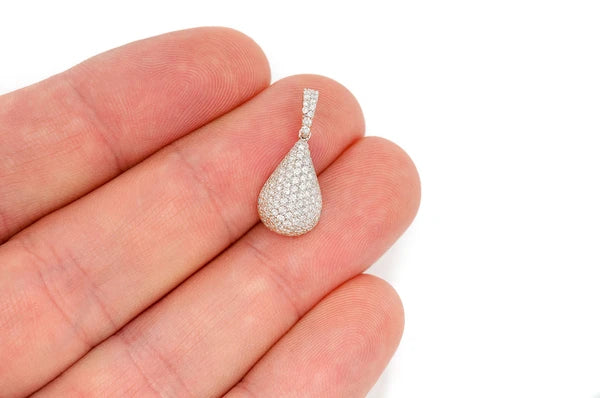 0.60ct Diamond Water Drop Pendant 18K Solid Gold - Image 6