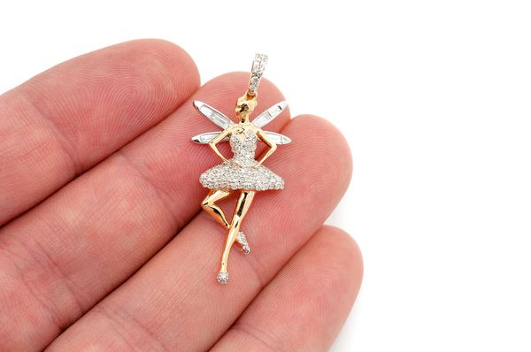 0.65ct Diamond Ballerina Wings Pendant 18K Solid Gold - Image 3