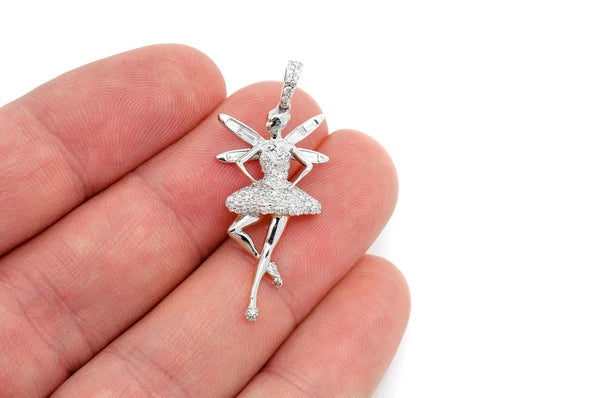 0.65ct Diamond Ballerina Wings Pendant 18K Solid Gold - Image 6