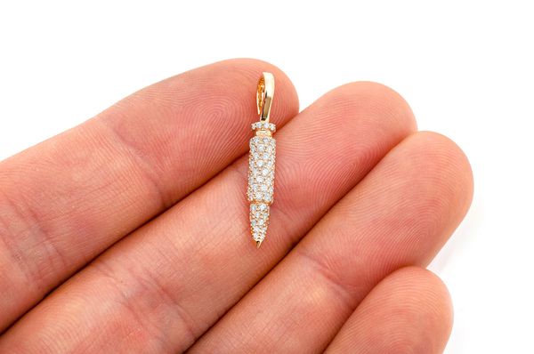 0.65ct Diamond Bullet Pendant 18K Solid Gold - Image 3