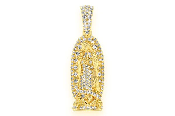 0.65ct Diamond Virgin De Guadalupe Pendant 18K Solid Gold