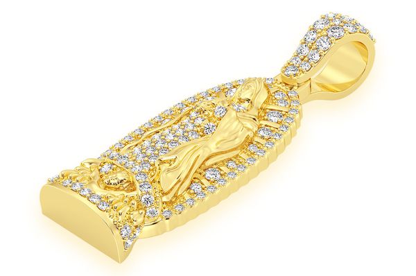 0.65ct Diamond Virgin De Guadalupe Pendant 18K Solid Gold - Image 2