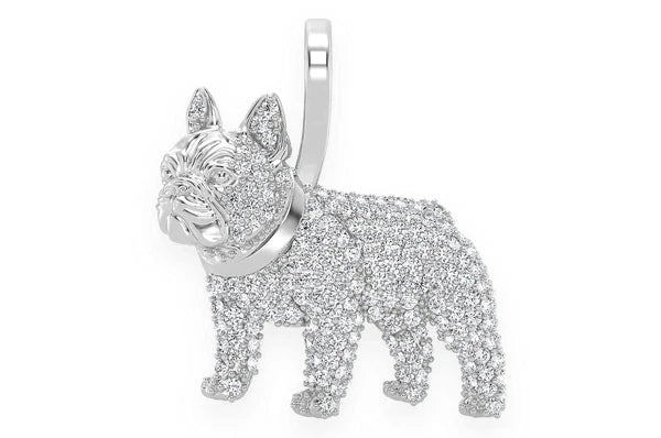 0.66ct Diamond French Bulldog Pendant 18K Solid Gold - Image 3