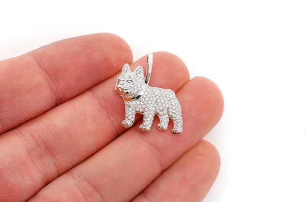 0.66ct Diamond French Bulldog Pendant 18K Solid Gold - Image 4