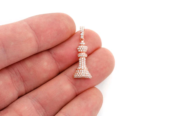 0.66ct Diamond King Chess Piece Pendant 18K Solid Gold - Image 6