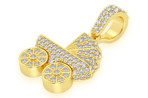 0.68ct Diamond Baby Stroller Pendant 18K Yellow Gold - Image 2