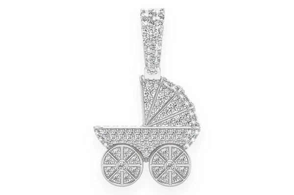 0.68ct Diamond Baby Stroller Pendant 18K Yellow Gold - Image 4