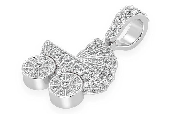 0.68ct Diamond Baby Stroller Pendant 18K Yellow Gold - Image 5