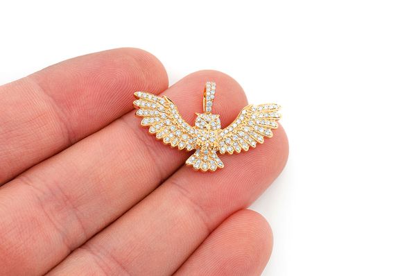 0.75ct Diamond Owl Pendant 18K Solid Gold - Image 3