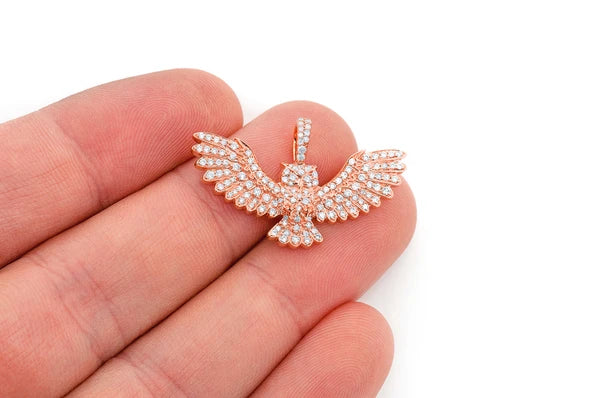 0.75ct Diamond Owl Pendant 18K Solid Gold - Image 9