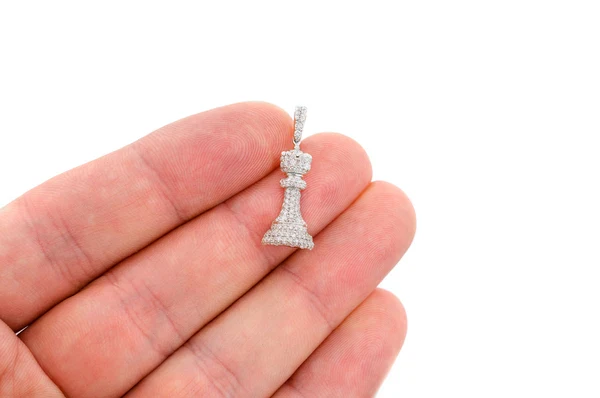 0.75ct Diamond Queen Chess Piece Pendant 18K Solid Gold - Image 6