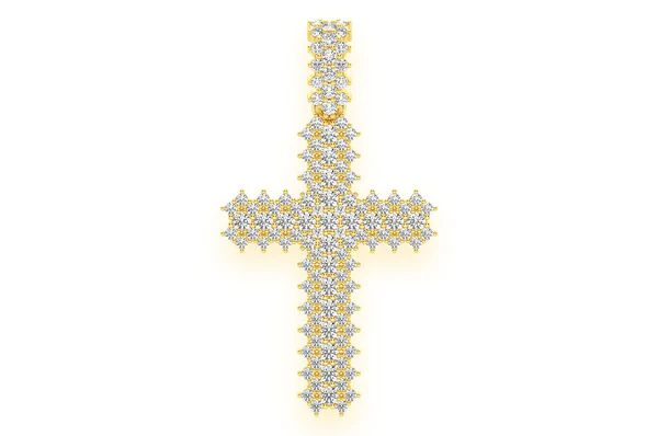 0.75ct Diamond Small 5 Row Jagged Cross Pendant 18K Solid Gold