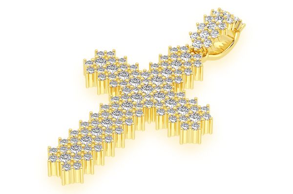 0.75ct Diamond Small 5 Row Jagged Cross Pendant 18K Solid Gold - Image 2