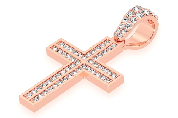 0.75ct Diamond Straight Accent Cross Pendant 18K Solid Gold - Image 4