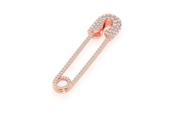 0.80ct Diamond Safety Pin Pendant 18K Solid Gold - Image 9