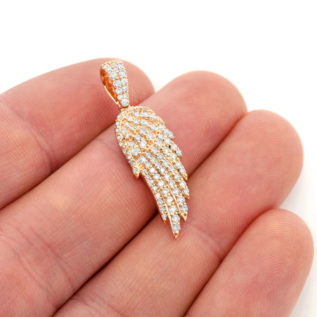 0.85ct Diamond Angel Wing Pendant 18K Solid Gold - Image 3