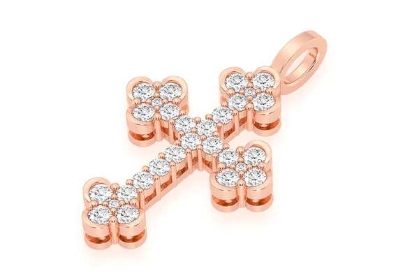 0.85ct Diamond Selene Cross Pendant 18K Solid Gold - Image 5