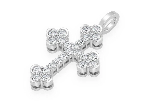 0.85ct Diamond Selene Cross Pendant 18K Solid Gold - Image 8