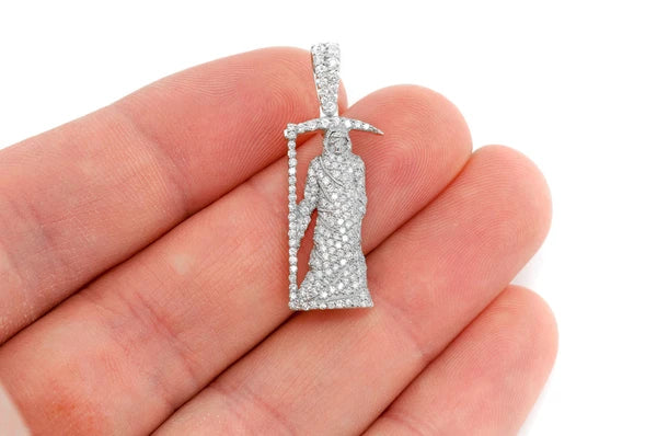 1.00ct Diamond Grim Reaper Pendant 18K Solid Gold - Image 6