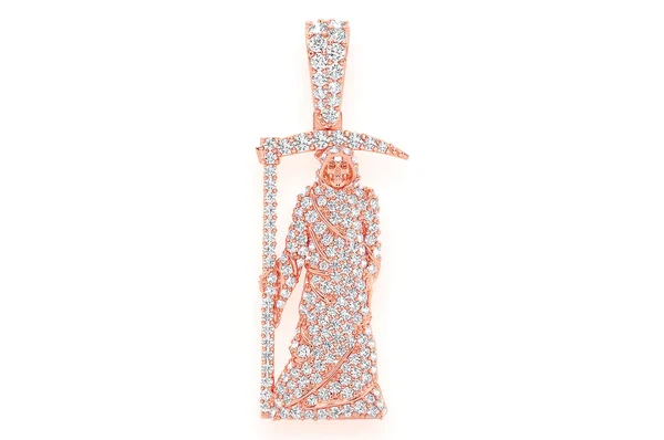 1.00ct Diamond Grim Reaper Pendant 18K Solid Gold - Image 7