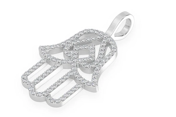 1.00ct Diamond Hasma Silhouette Pendant 18K Solid Gold - Image 5