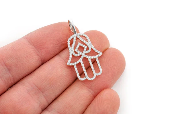 1.00ct Diamond Hasma Silhouette Pendant 18K Solid Gold - Image 6