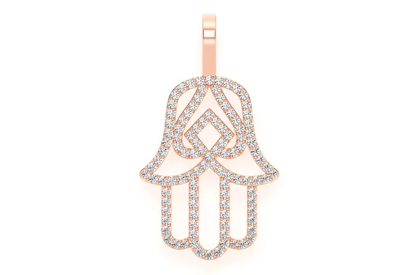 1.00ct Diamond Hasma Silhouette Pendant 18K Solid Gold - Image 7