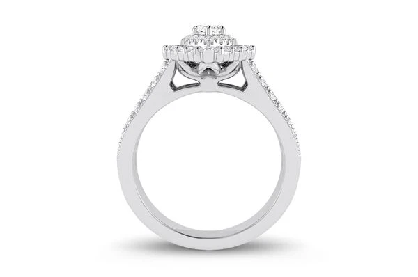 1.00ct Diamond Marquise Double Halo All Natural Engagement Ring 14K White Gold - Image 3