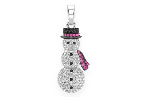 1.00ct Diamond Snowman Ruby Pendant 18K Solid Gold - Image 4