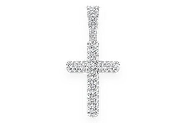 1.10ct Diamond Bubbly Cross Pendant 18K Solid Gold - Image 4