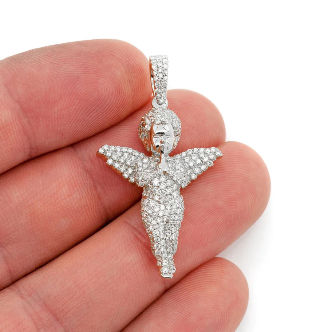 1.15ct Diamond Angel Praying Pendant 18K Solid Gold - Image 4