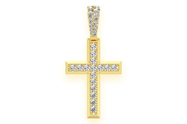 1.15ct Diamond Angled Cross Pendant 18K Solid Gold