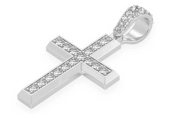1.15ct Diamond Angled Cross Pendant 18K Solid Gold - Image 5