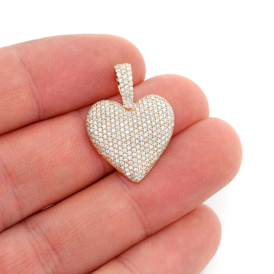 1.25ct Diamond Bubbly Heart Pendant 18K Solid Gold - Image 6