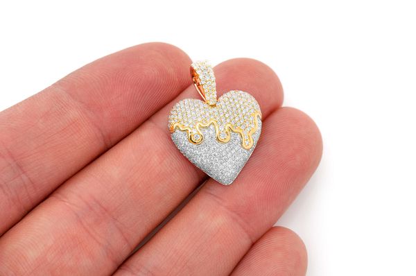 1.25ct Diamond Dripping Heart Pendant 18K Solid Gold - Image 3