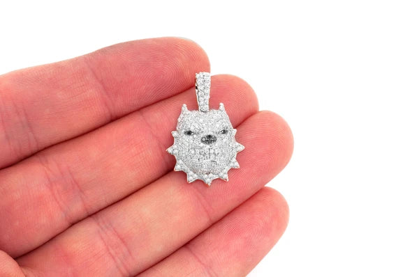 1.25ct Diamond Pitbull Spiked Collar Pendant 18K Solid Gold - Image 6
