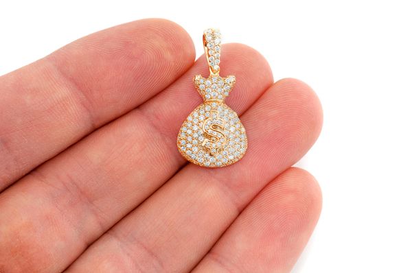 1.33ct Diamond Money Bag Pendant 18K Solid Gold - Image 3