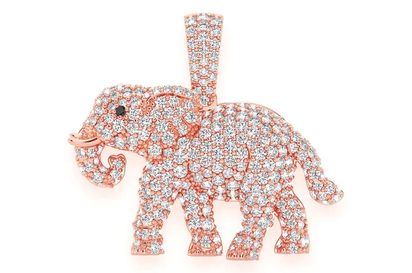 1.50ct Diamond Elephant Walking Pendant 18K Solid Gold - Image 7