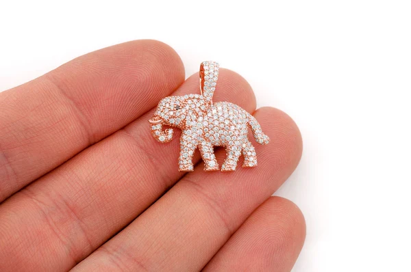 1.50ct Diamond Elephant Walking Pendant 18K Solid Gold - Image 9