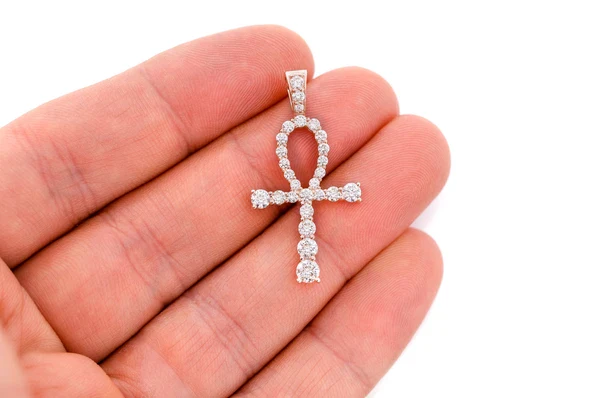 1.50ct Diamond Graduated Egyptian Ankh Pendant 18K Solid Gold - Image 9