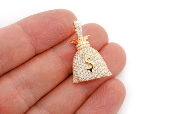 1.50ct Diamond Money Bag Pendant 18K Solid Gold - Image 3