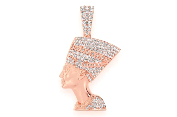 1.50ct Diamond Nefertiti Egyptian Queen Pendant 18K Solid Gold - Image 3
