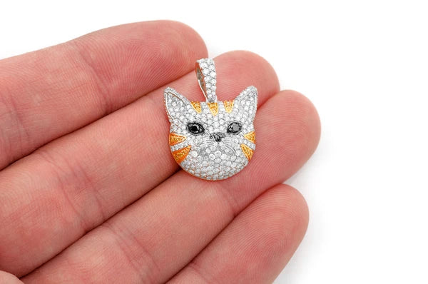 1.90ct Diamond Cat Face Pendant 18K Solid Gold - Image 6