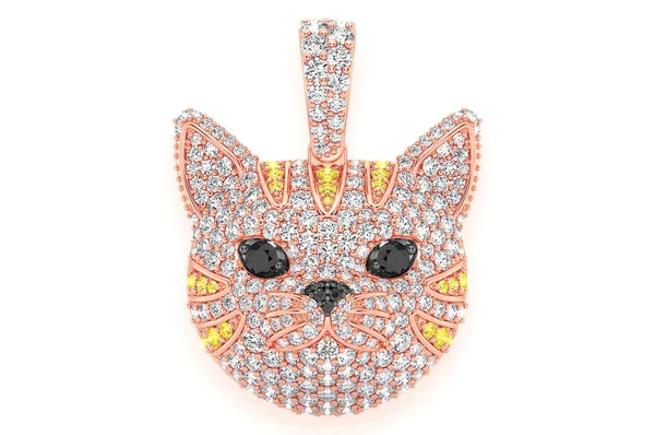 1.90ct Diamond Cat Face Pendant 18K Solid Gold - Image 7