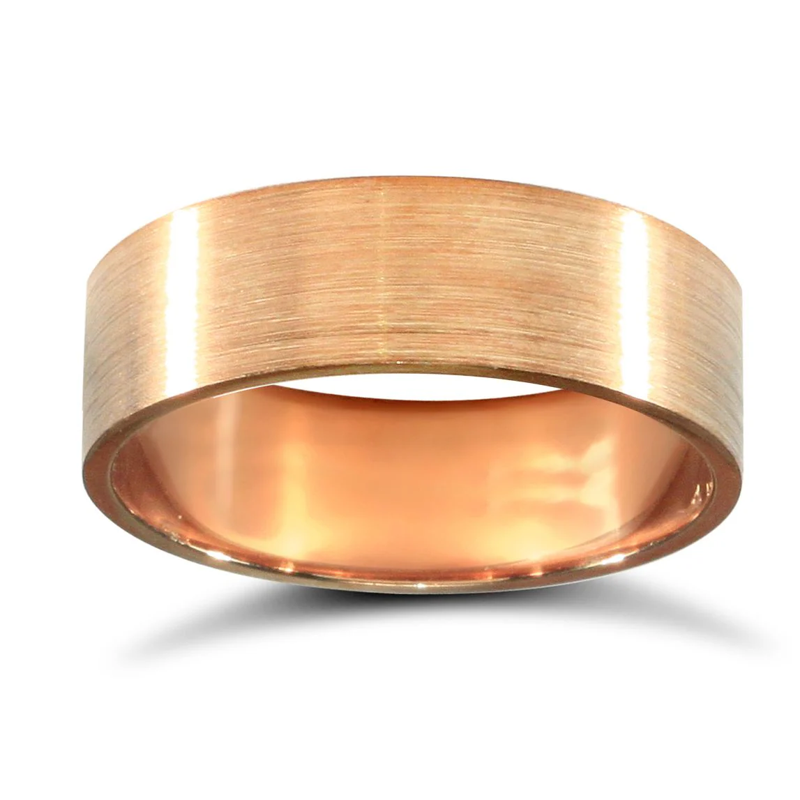 18ct Rose Gold Standard Weight Flat Court Profile Satin Wedding Ring