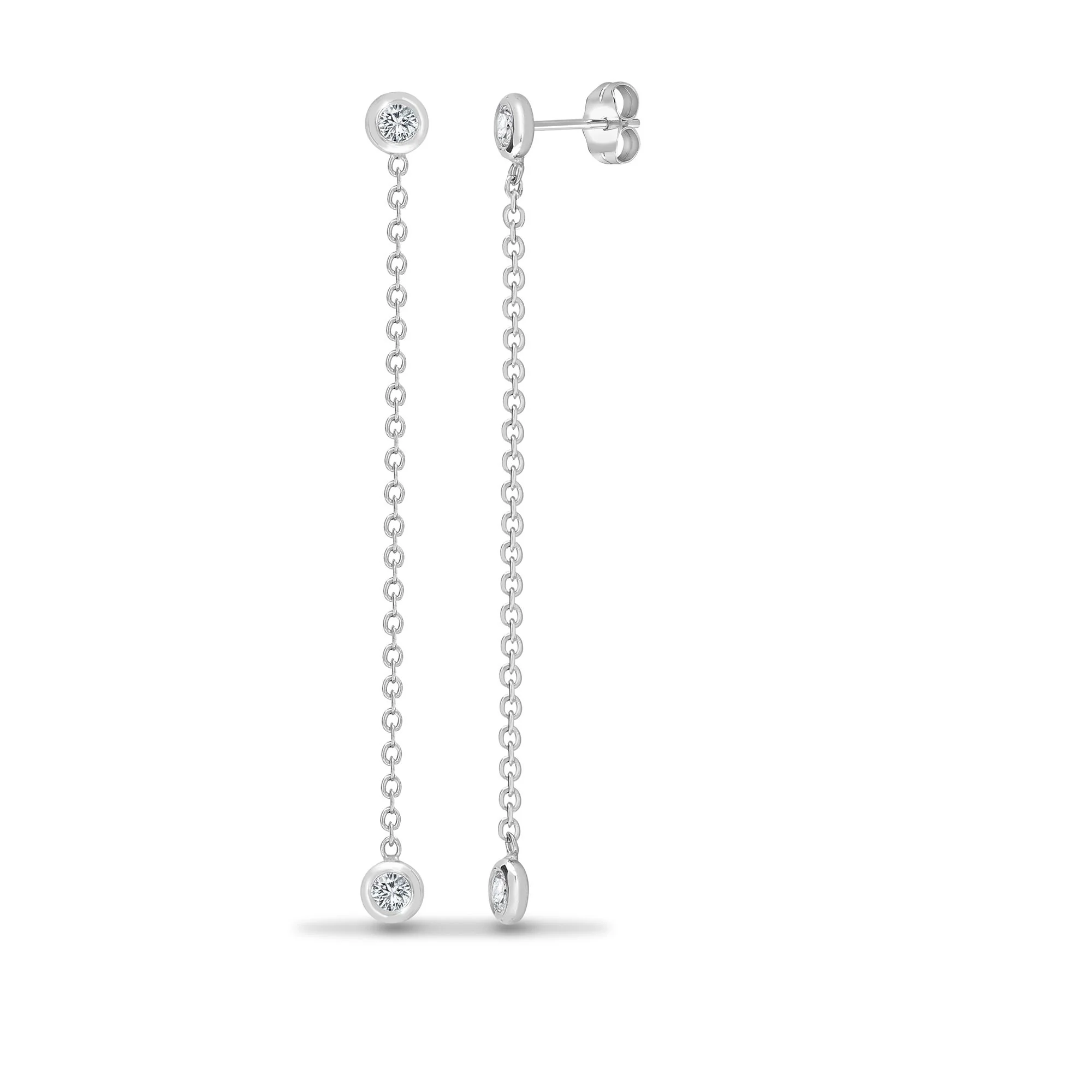 18ct White 0.16ct 2 Natural Diamond Chain Drop Earring