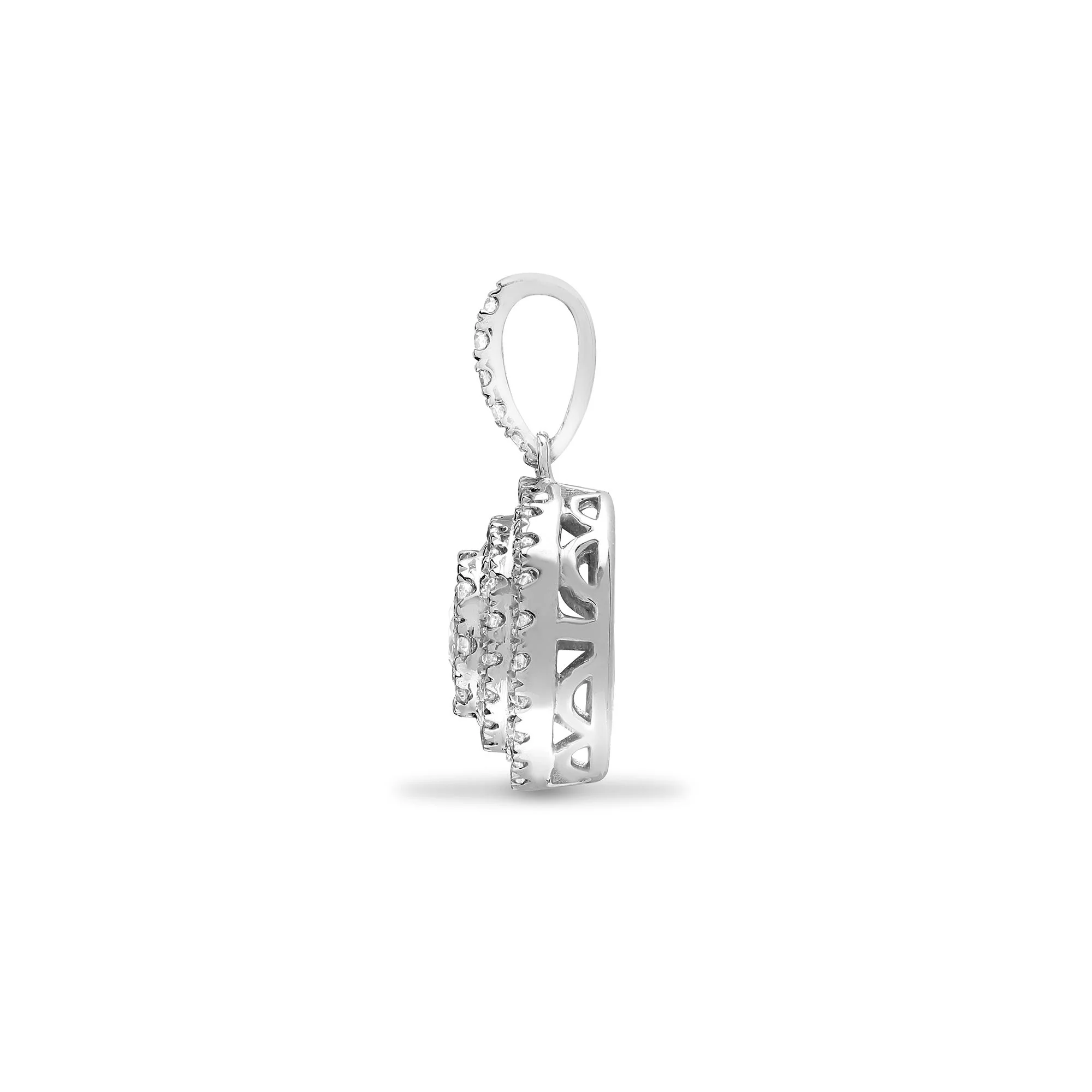 18ct White 0.73ct Natural Diamond Looped Bale Cluster Pendant - Image 2