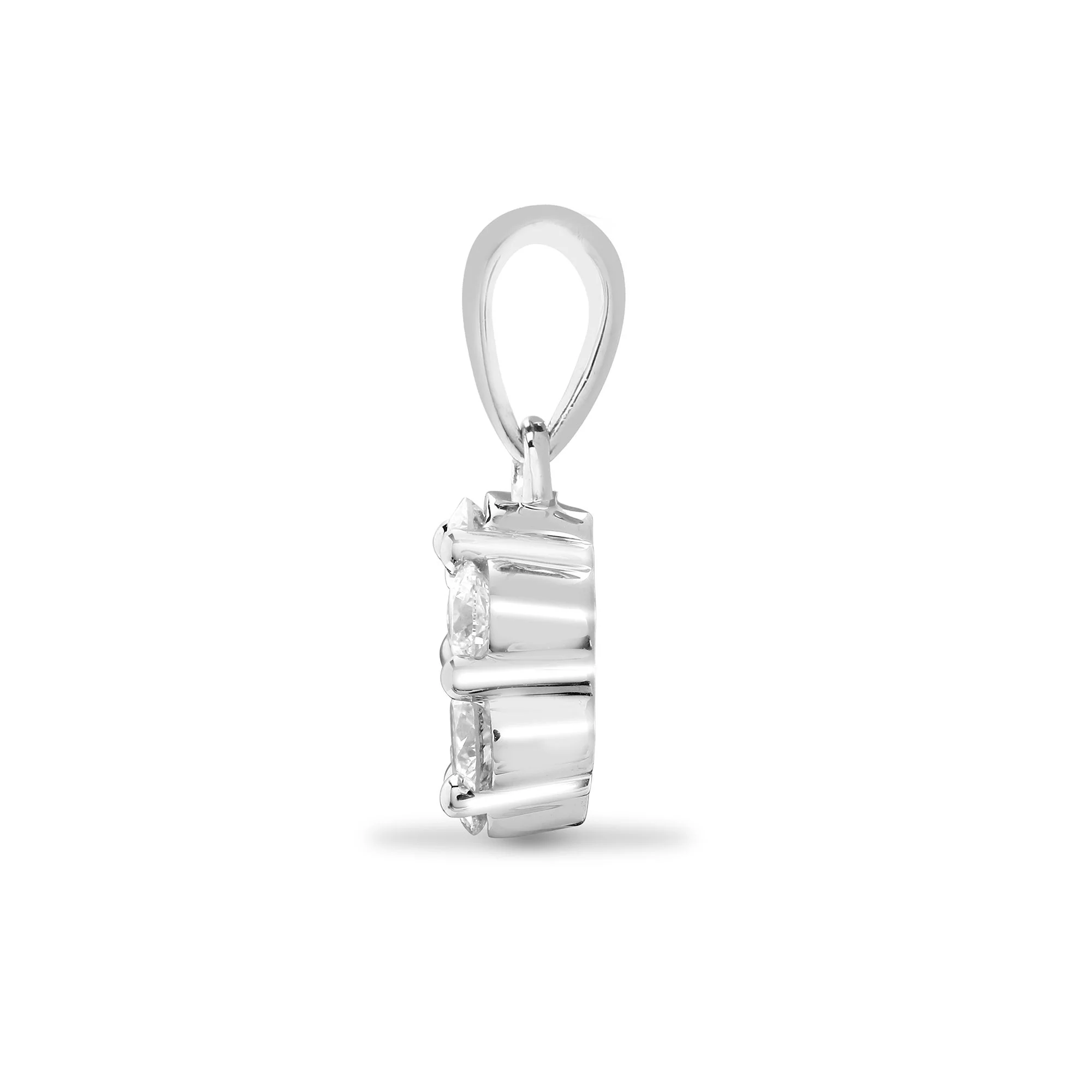 18ct White 0.75ct Natural Diamond 7 Stone Cluster Pendant - Image 2